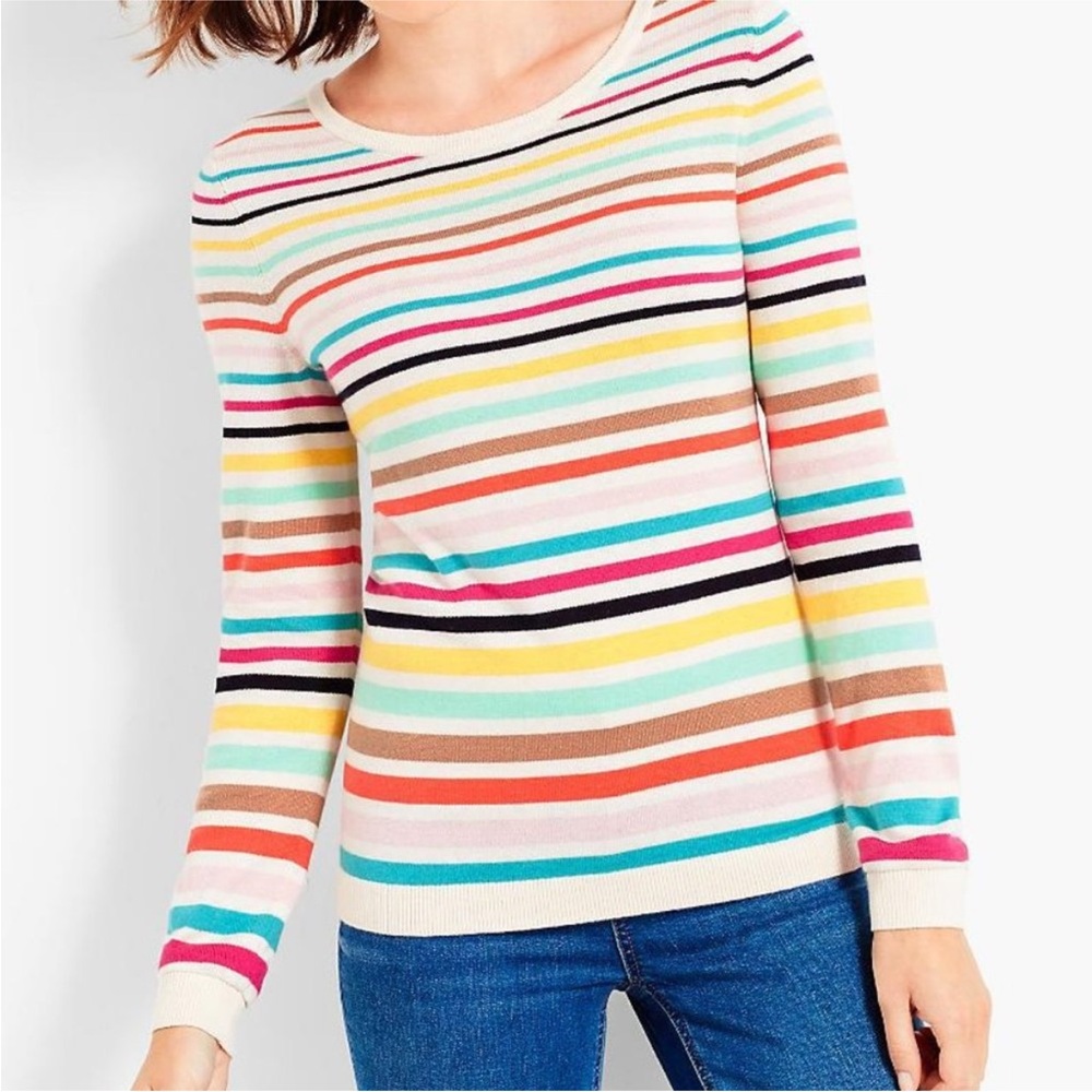 Talbots Stripe Multicolor Cashmere Blend Lightweight Fall Sweater